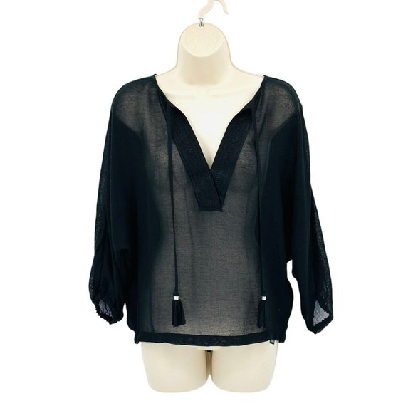 White House Black Market Kimono Blouse Top Women’s Size XS Black Sheer NEW - Picture 2 of 10